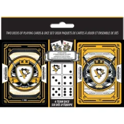 MasterPieces Officially Licensed NHL Pittsburgh Penguins 2-Pack Playing Cards & Dice Set For Adults
