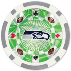 MasterPieces Casino Style 20 Piece 11.5 Gram Poker Chip Set NFL Seattle Seahawks Silver Edition