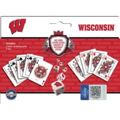 MasterPieces Officially Licensed NCAA Wisconsin Badgers 2-Pack Playing Cards & Dice Set For Adults -Games and Puzzles Shop GUEST 1250c12b 8eca 4a1e b1df 9ae855492226