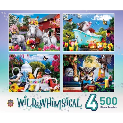 MasterPieces 500 Piece Jigsaw Puzzle - Wild & Whimsical 4-pack - 14"x19" 3 MasterPieces 500 Piece Jigsaw Puzzle - Wild & Whimsical 4-pack - 14"x19"