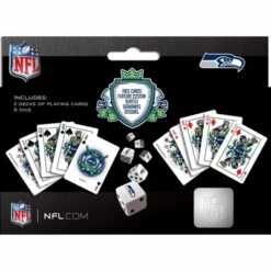 MasterPieces Officially Licensed NFL Seattle Seahawks 2-Pack Playing Cards & Dice Set For Adults -Games and Puzzles Shop GUEST 138e60b8 8d61 4aed b960 758ba062991d