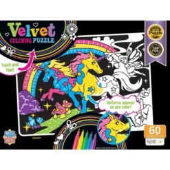 MasterPieces 60 Piece Puzzle For Kids - Unicorn Velvet Coloring - 14"x19"