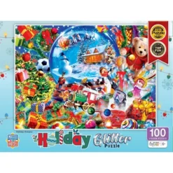 MasterPieces 100 Piece Glitter Jigsaw Puzzle For Kids - Holiday Dreams