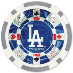 MasterPieces Casino Style 20 Piece 11.5 Gram Poker Chip Set MLB Los Angeles Dodgers Silver Edition