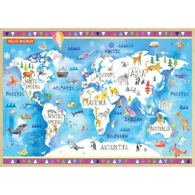 MasterPieces 60 Piece Kids Jigsaw Puzzle - Hello, World! Map Wood Puzzle 3 MasterPieces 60 Piece Kids Jigsaw Puzzle - Hello, World! Map Wood Puzzle
