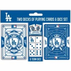 MasterPieces Officially Licensed MLB Los Angeles Dodgers 2-Pack Playing Cards & Dice Set For Adults