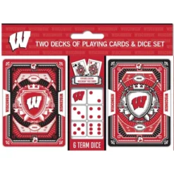 MasterPieces Officially Licensed NCAA Wisconsin Badgers 2-Pack Playing Cards & Dice Set For Adults