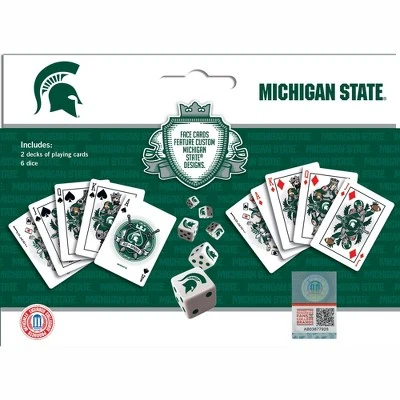 MasterPieces Officially Licensed NCAA Michigan State Spartans 2-Pack Playing Cards & Dice Set For Adults 5 MasterPieces Officially Licensed NCAA Michigan State Spartans 2-Pack Playing Cards & Dice Set For Adults - Image 3