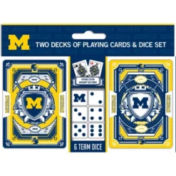MasterPieces Officially Licensed NCAA Michigan Wolverines 2-Pack Playing Cards & Dice Set For Adults