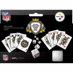 MasterPieces Officially Licensed NFL Pittsburgh Steelers 2-Pack Playing Cards & Dice Set For Adults -Games and Puzzles Shop GUEST 5dfccf05 f7a8 4259 a037 a91afc92cf5b