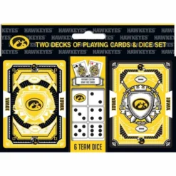 MasterPieces Officially Licensed NCAA Iowa Hawkeyes 2-Pack Playing Cards & Dice Set For Adults