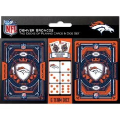 MasterPieces Officially Licensed NFL Denver Broncos 2-Pack Playing Cards & Dice Set For Adults