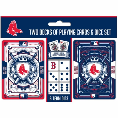 MasterPieces Officially Licensed MLB Boston Red Sox 2-Pack Playing Cards & Dice Set For Adults 3 MasterPieces Officially Licensed MLB Boston Red Sox 2-Pack Playing Cards & Dice Set For Adults