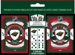 MasterPieces Officially Licensed NHL Minnesota Wild 2-Pack Playing Cards & Dice Set For Adults