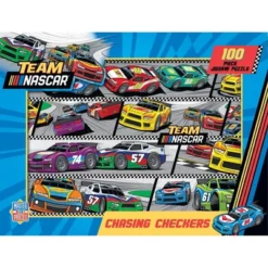 MasterPieces 100 Piece Kids Puzzle - NASCAR Chasing Checkers - 14"x19"
