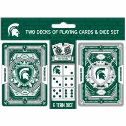 MasterPieces Officially Licensed NCAA Michigan State Spartans 2-Pack Playing Cards & Dice Set For Adults