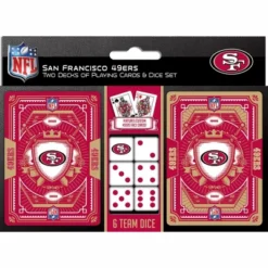 MasterPieces Officially Licensed NFL San Francisco 49ers 2-Pack Playing Cards & Dice Set For Adults