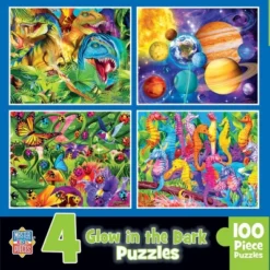 MasterPieces Kids Jigsaw Puzzle Set - Blue Glow 4-Pack 100 Pieces