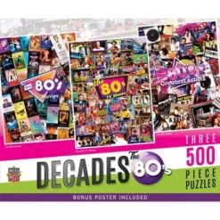 MasterPieces Puzzle Bundle - The 80's 3-Pack 500 Piece Jigsaw Puzzles