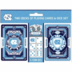 MasterPieces Officially Licensed NCAA UNC Tar Heels 2-Pack Playing Cards & Dice Set For Adults