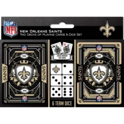 MasterPieces Officially Licensed NFL New Orleans Saints 2-Pack Playing Cards & Dice Set For Adults