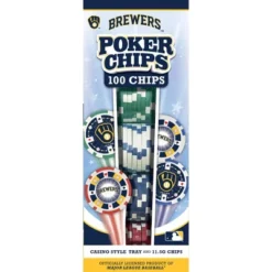 MasterPieces Casino Style 100 Piece Poker Chip Set - MLB Milwaukee Brewers