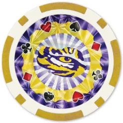 MasterPieces Casino Style 20 Piece 11.5 Gram Poker Chip Set NCAA LSU Tigers Silver Edition