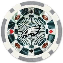 MasterPieces Casino Style 20 Piece 11.5 Gram Poker Chip Set NFL Philadelphia Eagles Silver Edition