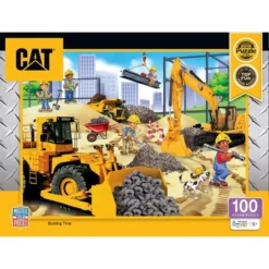 MasterPieces 100 Piece Kids Jigsaw Puzzle - CAT Building Time - 14"x19"