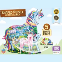 MasterPieces 100 Piece Shaped Jigsaw Puzzle - Unicorn Family - 14"x19"