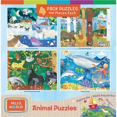 MasterPieces Kids Jigsaw Puzzle Set - Hello World Animals 4-Pack 100 Pieces 3 MasterPieces Kids Jigsaw Puzzle Set - Hello World Animals 4-Pack 100 Pieces