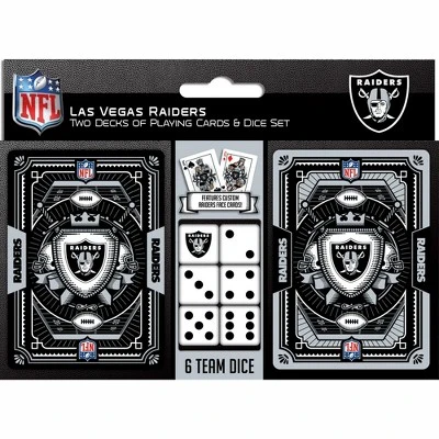 MasterPieces Officially Licensed NFL Las Vegas Raiders 2-Pack Playing Cards & Dice Set For Adults 3 MasterPieces Officially Licensed NFL Las Vegas Raiders 2-Pack Playing Cards & Dice Set For Adults
