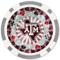 MasterPieces Casino Style 20 Piece 11.5 Gram Poker Chip Set NCAA Texas A&M Aggies Silver Edition