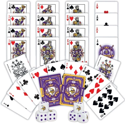MasterPieces Officially Licensed NFL Minnesota Vikings 2-Pack Playing Cards & Dice Set For Adults 4 MasterPieces Officially Licensed NFL Minnesota Vikings 2-Pack Playing Cards & Dice Set For Adults - Image 2