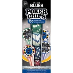 MasterPieces Casino Style 100 Piece Poker Chip Set - NHL St. Louis Blues