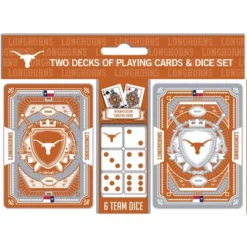 MasterPieces Officially Licensed NCAA Texas Longhorns 2-Pack Playing Cards & Dice Set For Adults