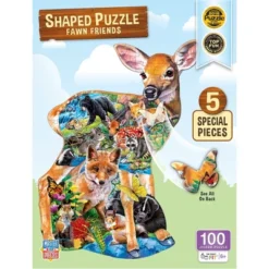 MasterPieces 100 Piece Shaped Jigsaw Puzzle - Fawn Friends - 14"x19"