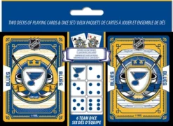 MasterPieces Officially Licensed NHL St. Louis Blues 2-Pack Playing Cards & Dice Set For Adults