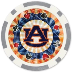 MasterPieces Casino Style 20 Piece 11.5 Gram Poker Chip Set NCAA Auburn Tigers Silver Edition