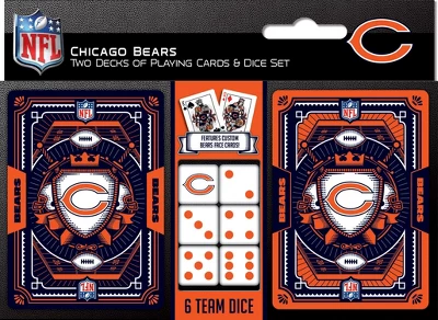 MasterPieces Officially Licensed NFL Chicago Bears 2-Pack Playing Cards & Dice Set For Adults 3 MasterPieces Officially Licensed NFL Chicago Bears 2-Pack Playing Cards & Dice Set For Adults