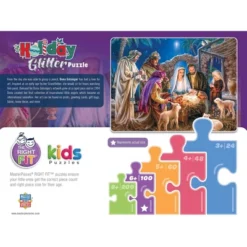MasterPieces 100 Piece Glitter Jigsaw Puzzle For Kids - Christ Is Born -Games and Puzzles Shop GUEST f96db8be 0f95 435f ab6f 55709fec7a0d