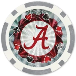 MasterPieces Casino Style 20 Piece 11.5 Gram Poker Chip Set NCAA Alabama Crimson Tide Silver Edition