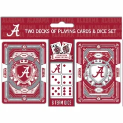 MasterPieces Officially Licensed NCAA Alabama Crimson Tide 2-Pack Playing Cards & Dice Set For Adults